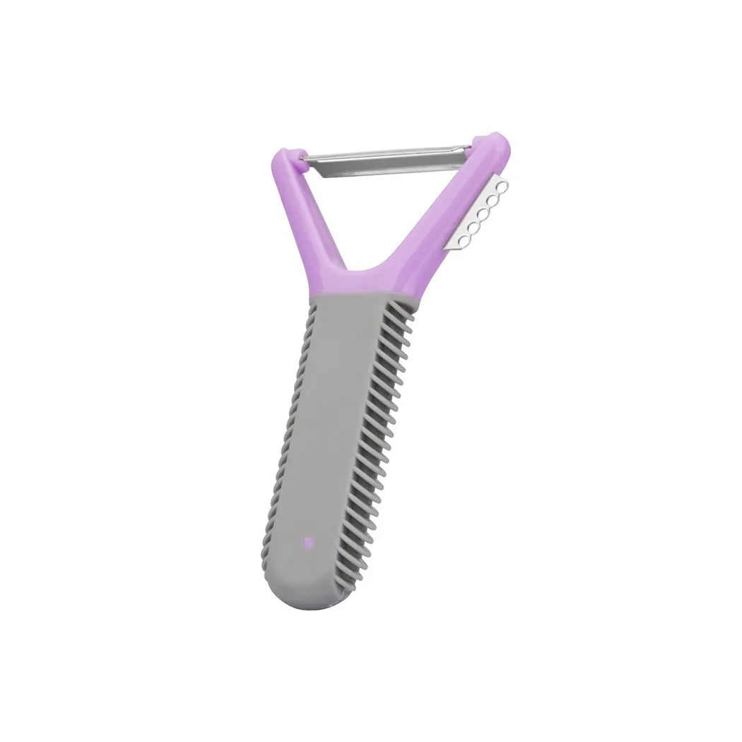 Multi-Function Y- Shaped Stainless Steel Peeler in Purple/Grey Color, 12.5 x 7.5 cm