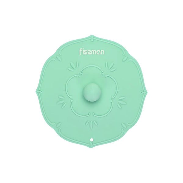 Silicon made Cup Lid with Flower Design in Sea Green Color, 11 cm