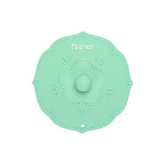 Silicon made Cup Lid with Flower Design in Sea Green Color, 11 cm