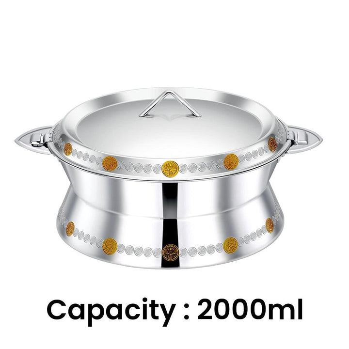 Pradeep Sabina Stainless Steel Hot Pot Gold, 2000 ml - HorecaStore