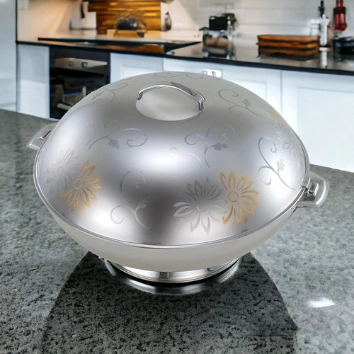 Shayna Stainless Steel Hot Pot Gold Flower, 5000 ml