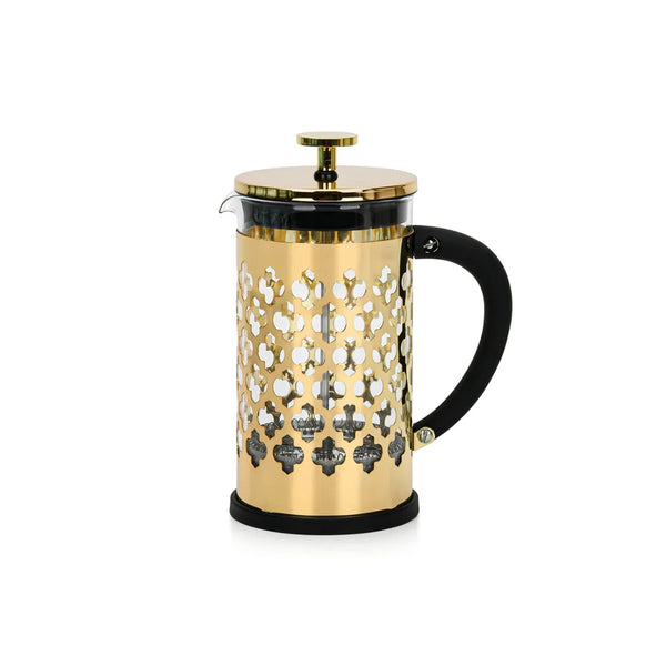 Amado Series Borosilicate Glass French Press Coffee Maker in Gold/Black Color, 600 ml