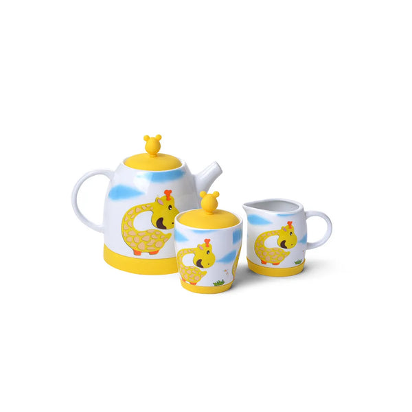 Ceramic made Giraffe Design Tea Set with Sugar Bowl 140 ml, Milk Jug 110 ml and Teapot 500 ml