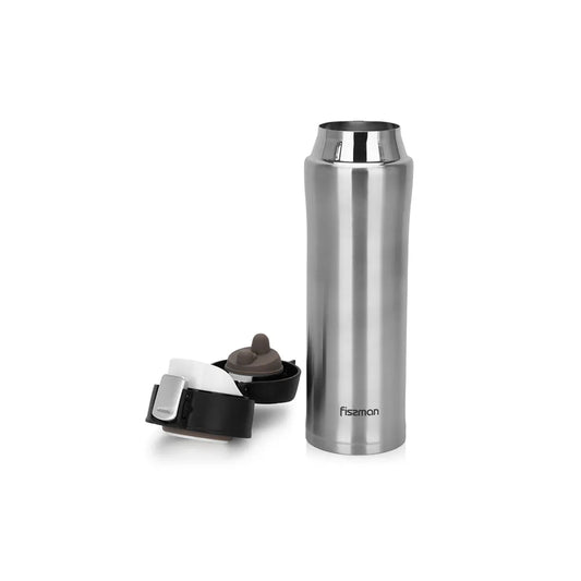 Stainless Steel Double Wall Vacuum Travel Mug in Silver/Black Color, 450 ml