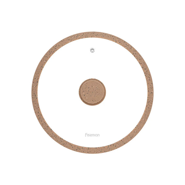 Glass Lid Arcades with Silicone Rim in Brown Color, 26 cm