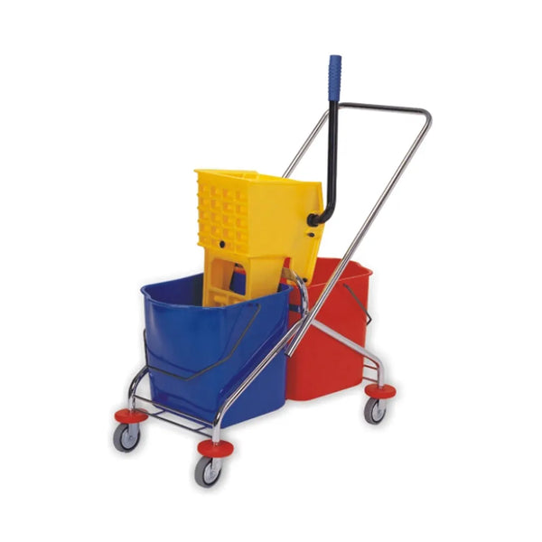 THS AF08071 Double Mop Bucket Trolley Side Press 46L