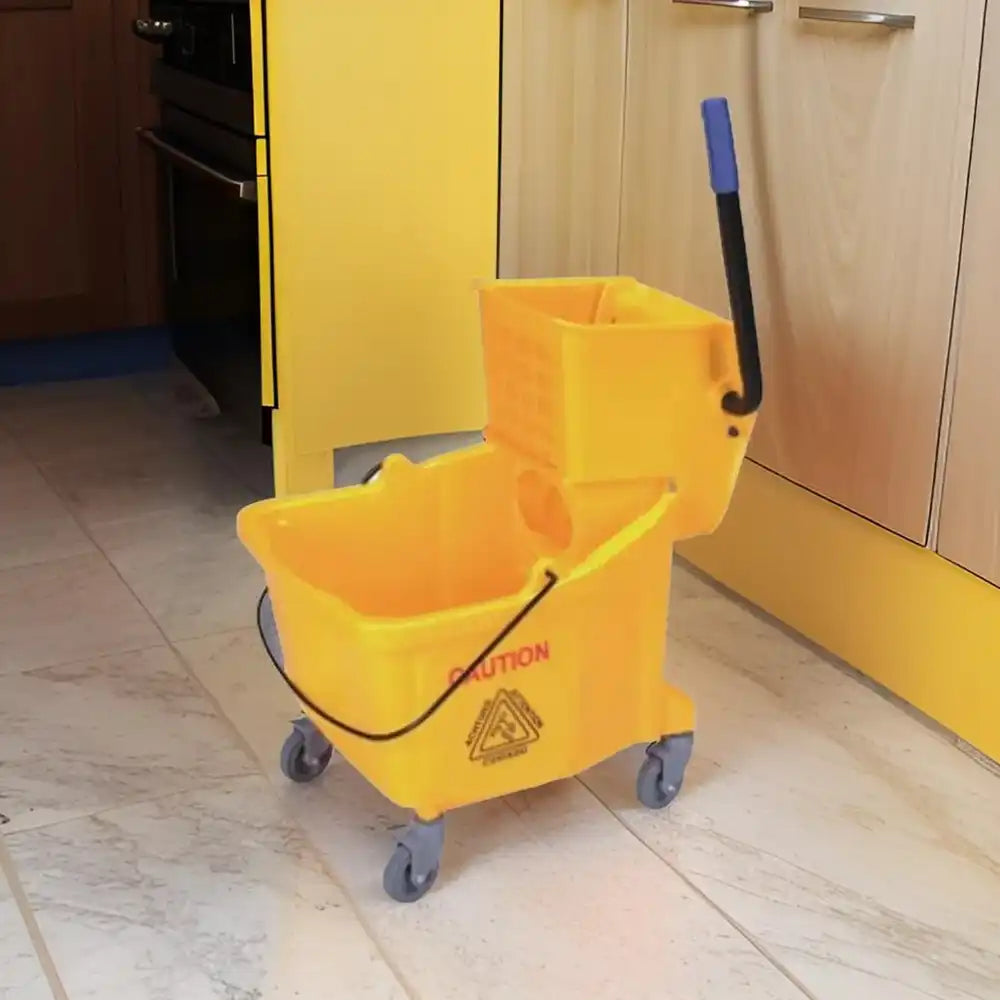 THS AF08080 Yellow Single Mop Bucket Trolley 32L