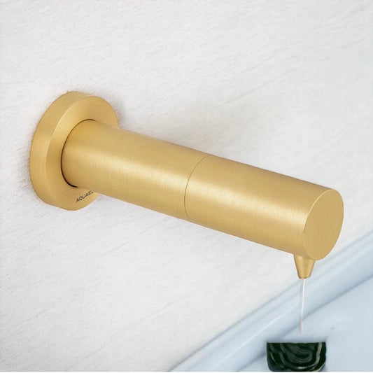 Aquaeco Round Wall Touchless Soap Dispenser Battery or Mains Operated Brass, Capacity 1000 ml - HorecaStore