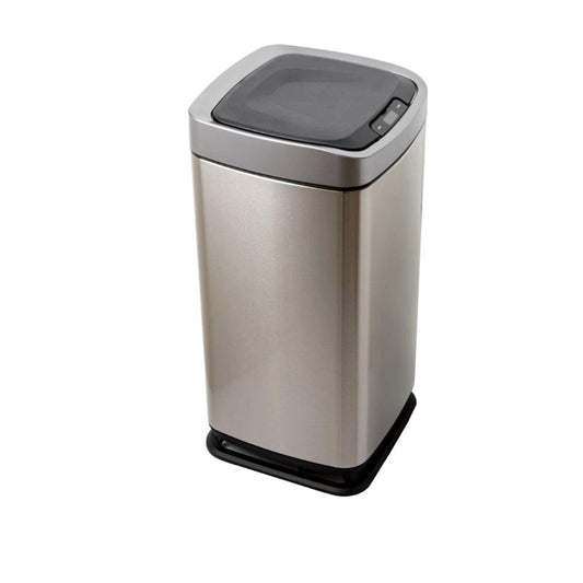 Aquaeco Brushed Stainless Steel Touchless Waste Bin With Sensor & Touch Button, Capacity 20 Liter - HorecaStore