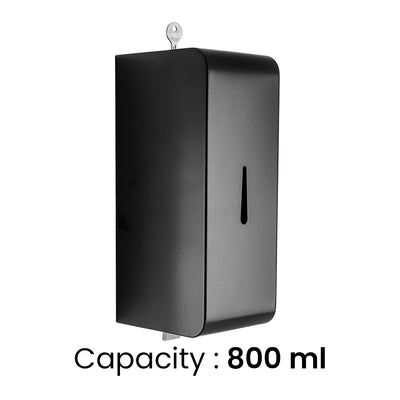 Aquaeco Ix304  Matt Black Stainless Steel Wall Mounted Manual Soap Dispenser, Capacity 800 ml