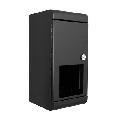 Aquaeco Ix304 Matt Black Stainless Steel Wall Mounted Double Toilet Roll Holder, 14.6x15.1x31 cm