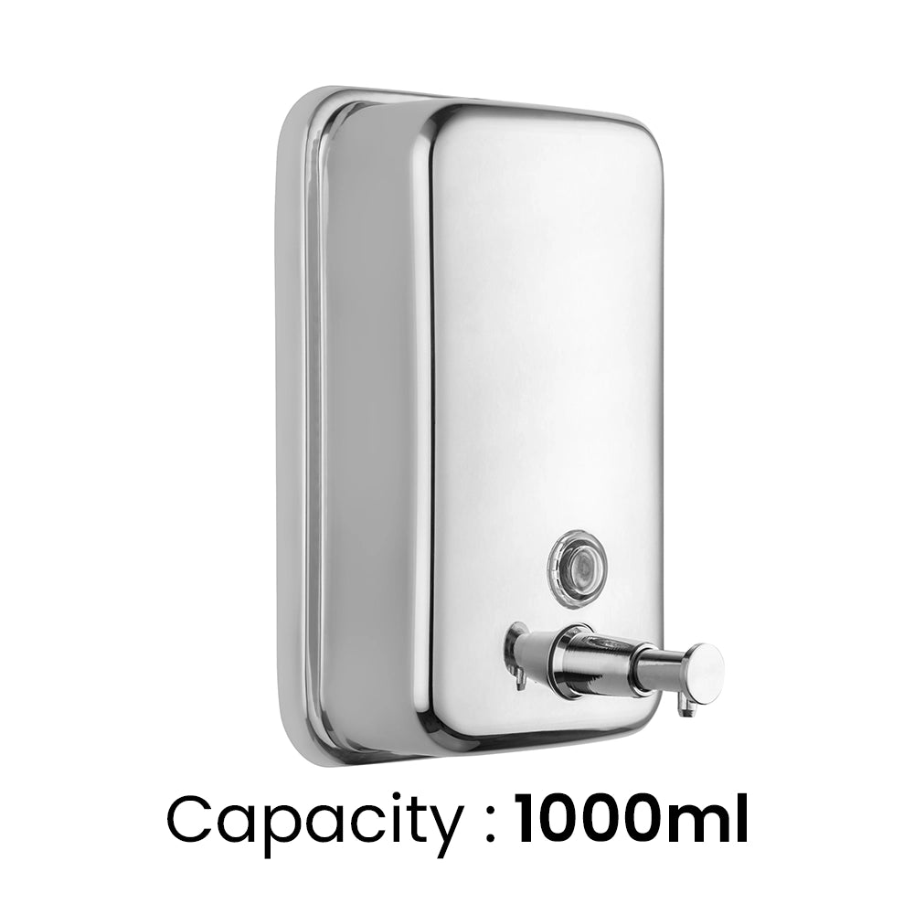 Aquaeco Polished Stainless Steel Wall Mounted Liquid Soap Dispenser, Capacity 500 ml