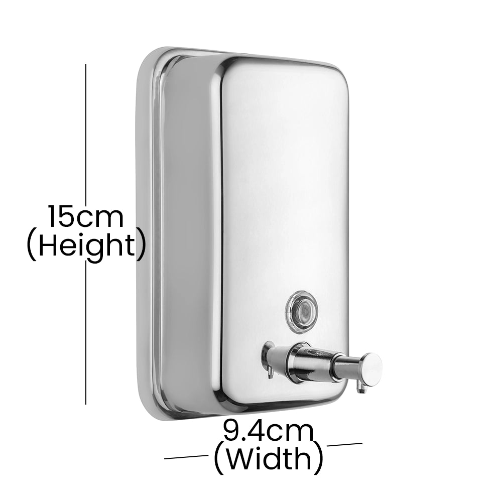 Aquaeco Polished Stainless Steel Wall Mounted Liquid Soap Dispenser, Capacity 500 ml