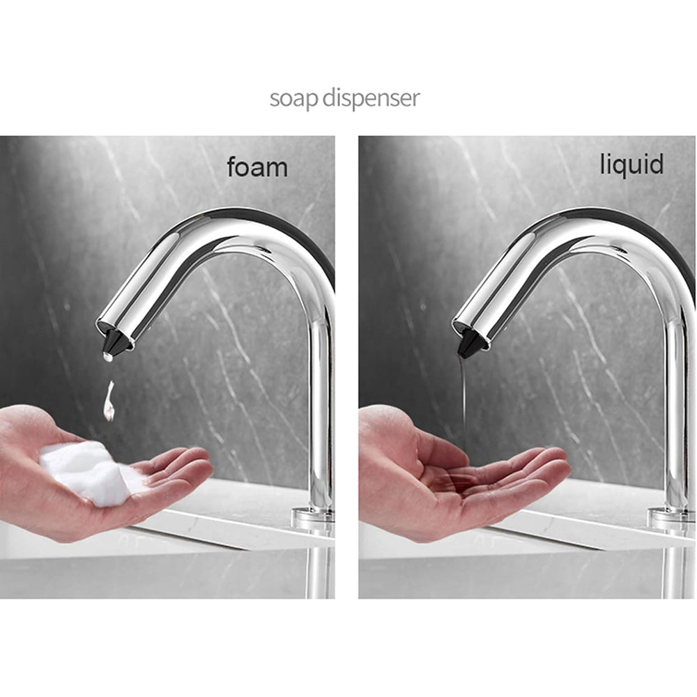 Aquaeco Brass Chrome Deck Mounted Touchless Liquid Soap Dispenser Battery or Mains Operate, Capacity 1000 ml