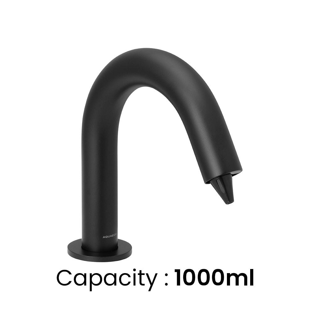 Aquaeco Brass Matt Black Deck Mounted Touchless Liquid Soap Dispenser Battery or Mains Operate, Capacity 1000 ml