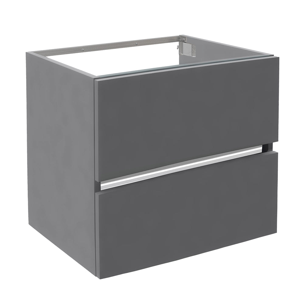 Aquaeco Grey Wood Envoy Wall Mounted Double Drawer Vanity Unit, 60x45.3x53.4 cm