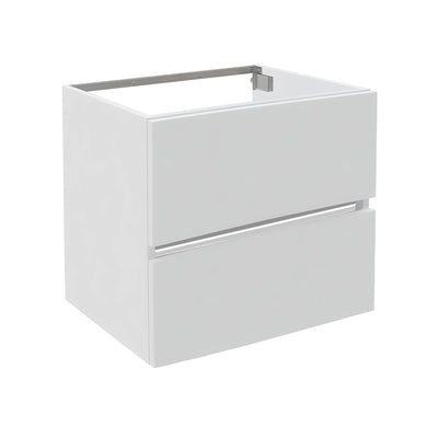 Aquaeco White Wood Envoy Wall Mounted Double Drawer Vanity Unit, 60x45.3x53.4 cm