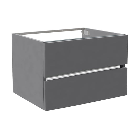 Aquaeco Grey Wood Envoy Wall Mounted Double Drawer Vanity Unit, 80x45.3x53.4 cm