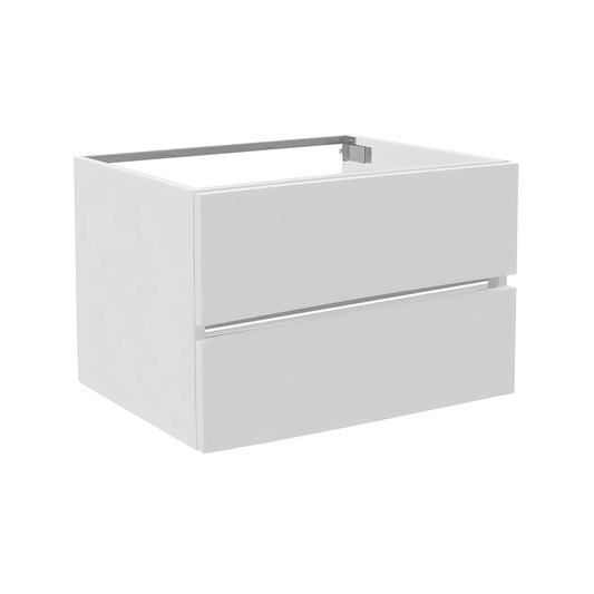 Aquaeco White Wood Envoy Wall Mounted Double Drawer Vanity Unit, 80x45.3x53.4 cm