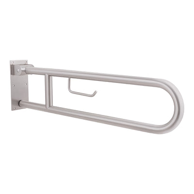 Aquaeco Ix304 Brushed Stainless Steel Fold Down Grab Bar With Toilet Roll Holder, 10x80x23 cm