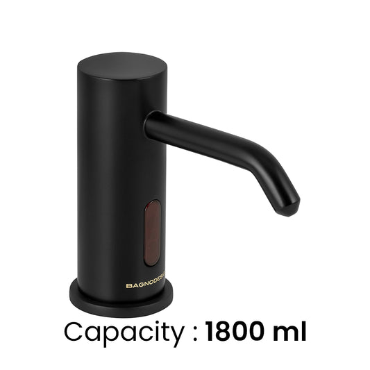 Aquaeco Brass Matt Black M-Line Touchless Soap Dispenser Battery or Mians Operated, Capacity 1800 ml