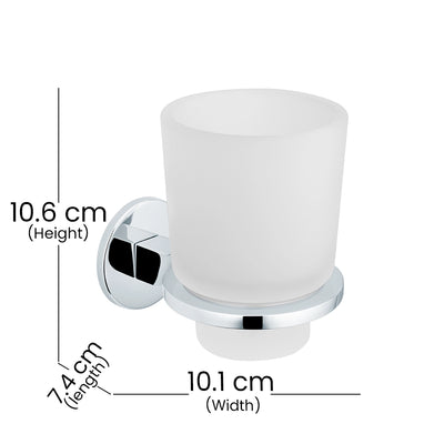 Aquaeco Chrome Windemere Wall Mounted Tumbler And Holder, 10.1x7.4x10.6 cm