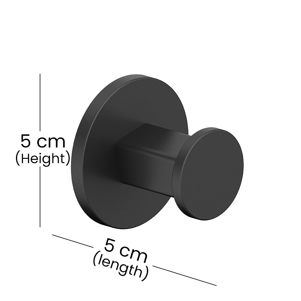 Aquaeco Matt Black Windemere Single Robe Hook, 5x5x3.9 cm