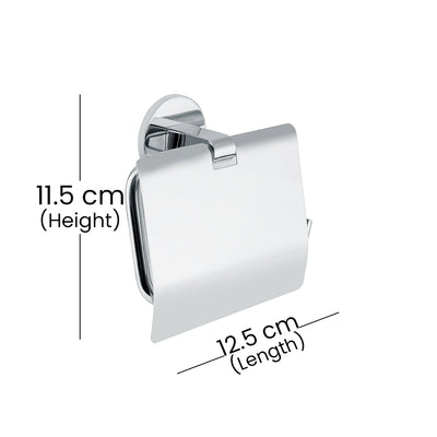 Aquaeco Chrome Windemere Toilet Roll Holder With Cover, 12.5x4.5x11.5 cm