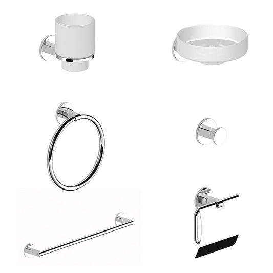 Aquaeco Chrome Windemere Wall Mounted Accessory Pack (6 Pieces)