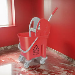 THS AZ1032 Red Single Mop Bucket Trolley 22L