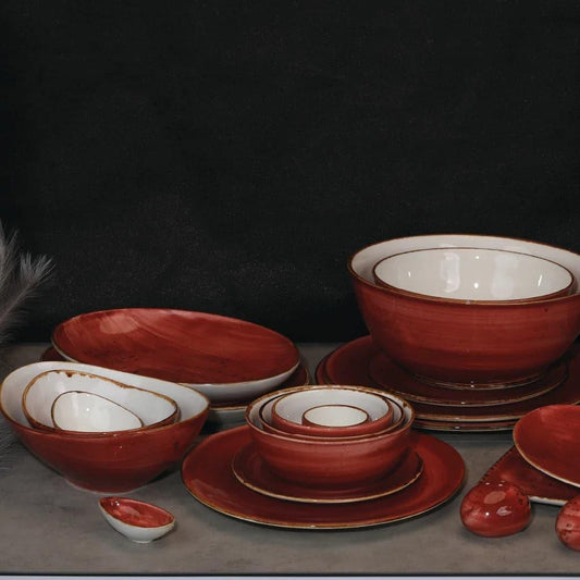 Furtino England Exotic 6"/15cm Red Porcelain Coupe Plate - HorecaStore