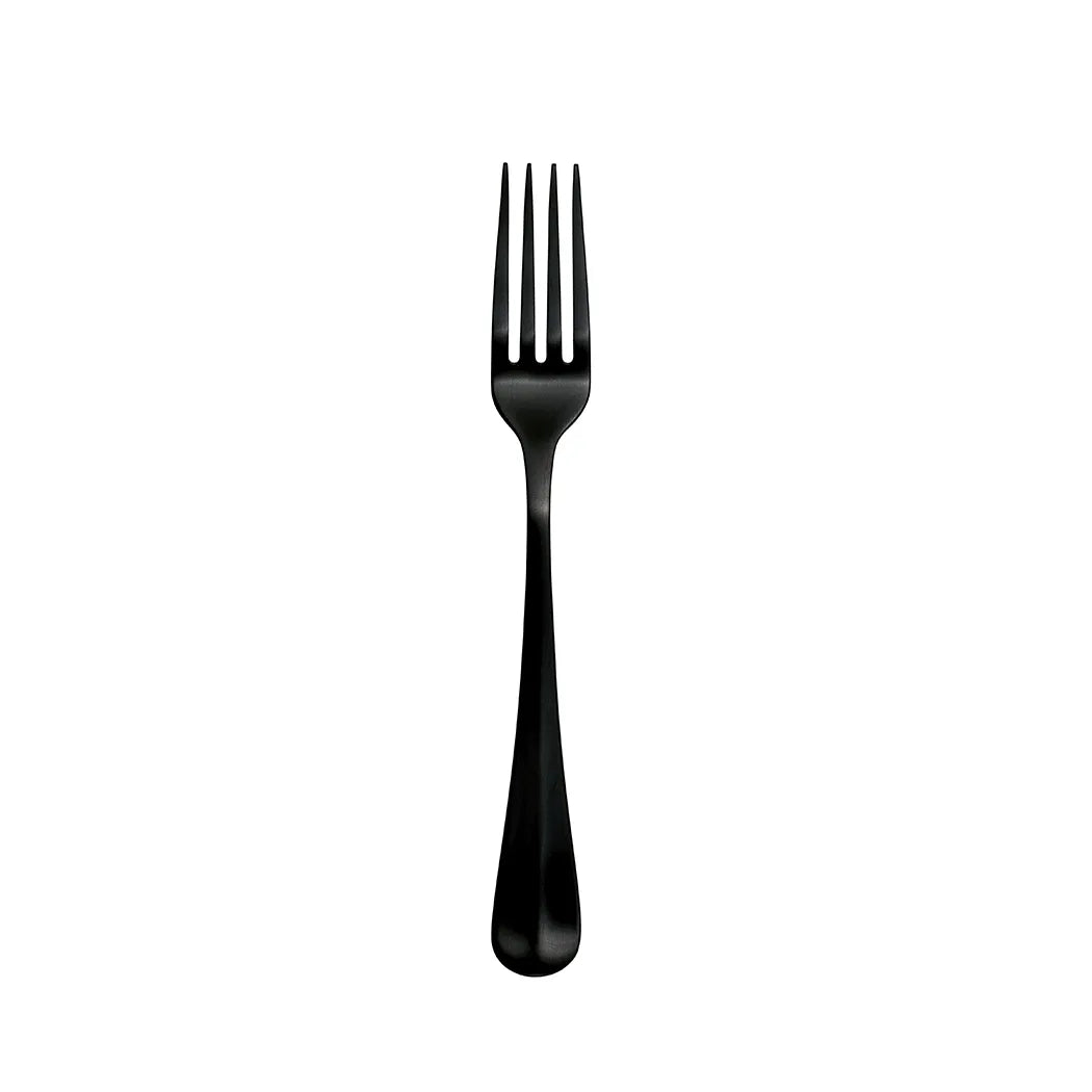 Furtino England Baguette 18/10 Stainless Steel Dessert Fork Matt Black, 19cm, Pack of 12