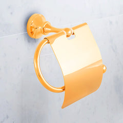 Bagnodesign Gold Ellington Toilet Roll Holder With Cover, 18x15x15 cm