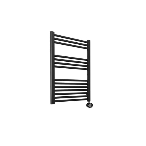 Bagnodesign Matt Black Universal Heated Towel Rail With MattThermostat Heating Control, 50x9.9x80 cm