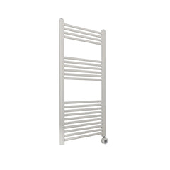 Bagnodesign Matt White Universal Heated Towel Rail With Matt Black Thermostat Heating Control, 50x8.45x120 cm