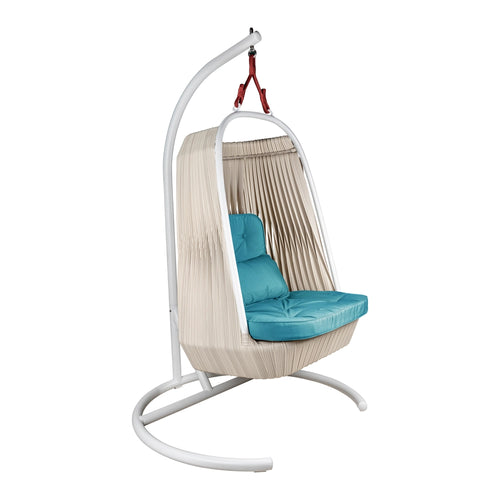 Gymkhana Swing Chair With Cushion, White/Blue, 122x106x190 cm