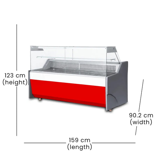 Lava Inox Meat Display Freezer, 750 W, 159 x 90.2 x 123 cm