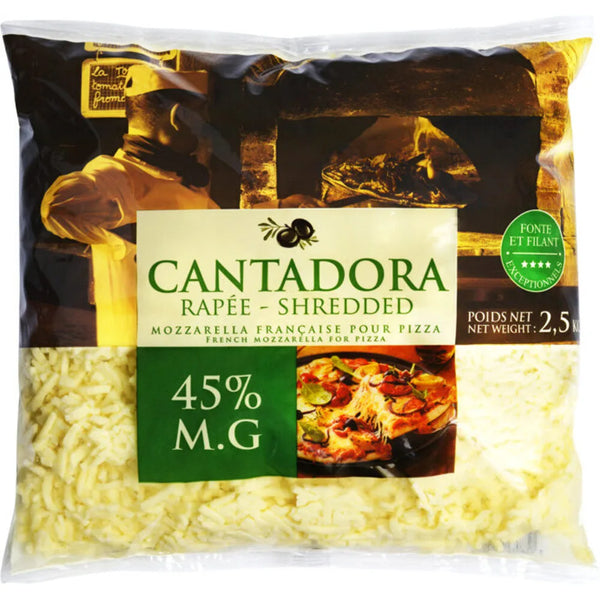 CANTADORA Shredded Mozzarella Cheese, 2.5 kg x 4 Pcs