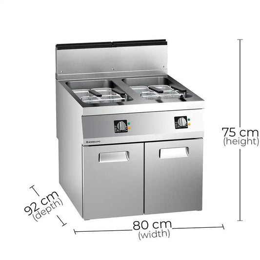 Angelo Po 1N1FR2G2 Wells Gas Fryer, Container Capacity 22+22 Liter, Gas power 42 kW, 80 X 92 X 75 cm - HorecaStore