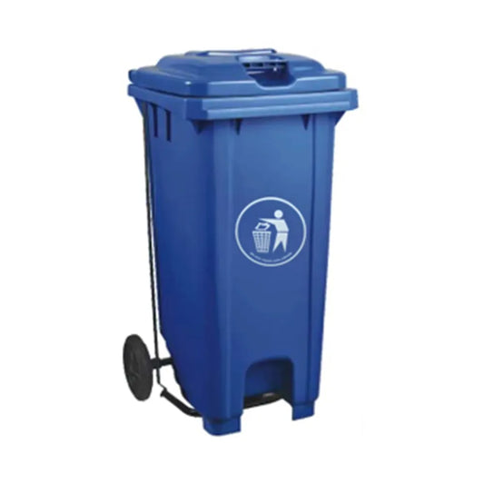 THS CNC240 Blue Plastic Garbage Bin With Wheel And Centre Pedal 240 L