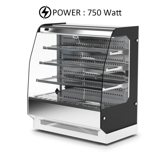 Lava Inox Open Display Chiller with 3 Shelves, 750 W, 100 x 74 x 138 cm