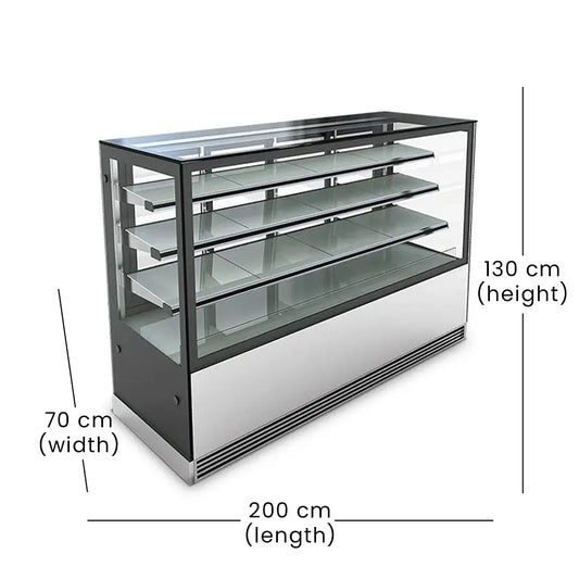 Lava Inox Cake Showcase with 3 Shelves, 840 W, 200 x 70 x 130 cm