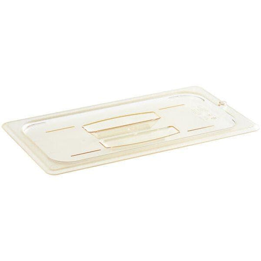 Cambro 30HPCH135 Polycarbonate GN 1/3 Hi-Heat  Flat Lid Wih Handled Amber - 6/Case