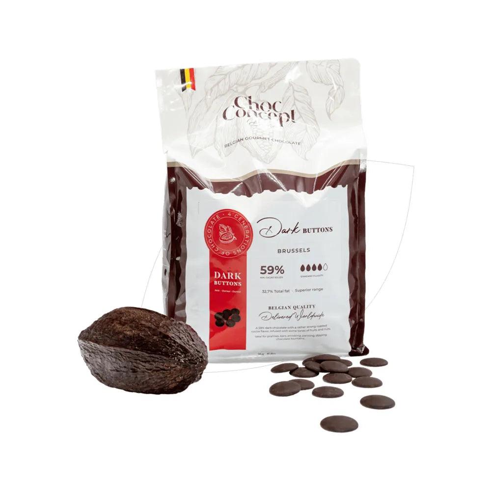 ChocConcept Buttons Dark Brussels 59% 1 x 10 Kgs   HorecaStore