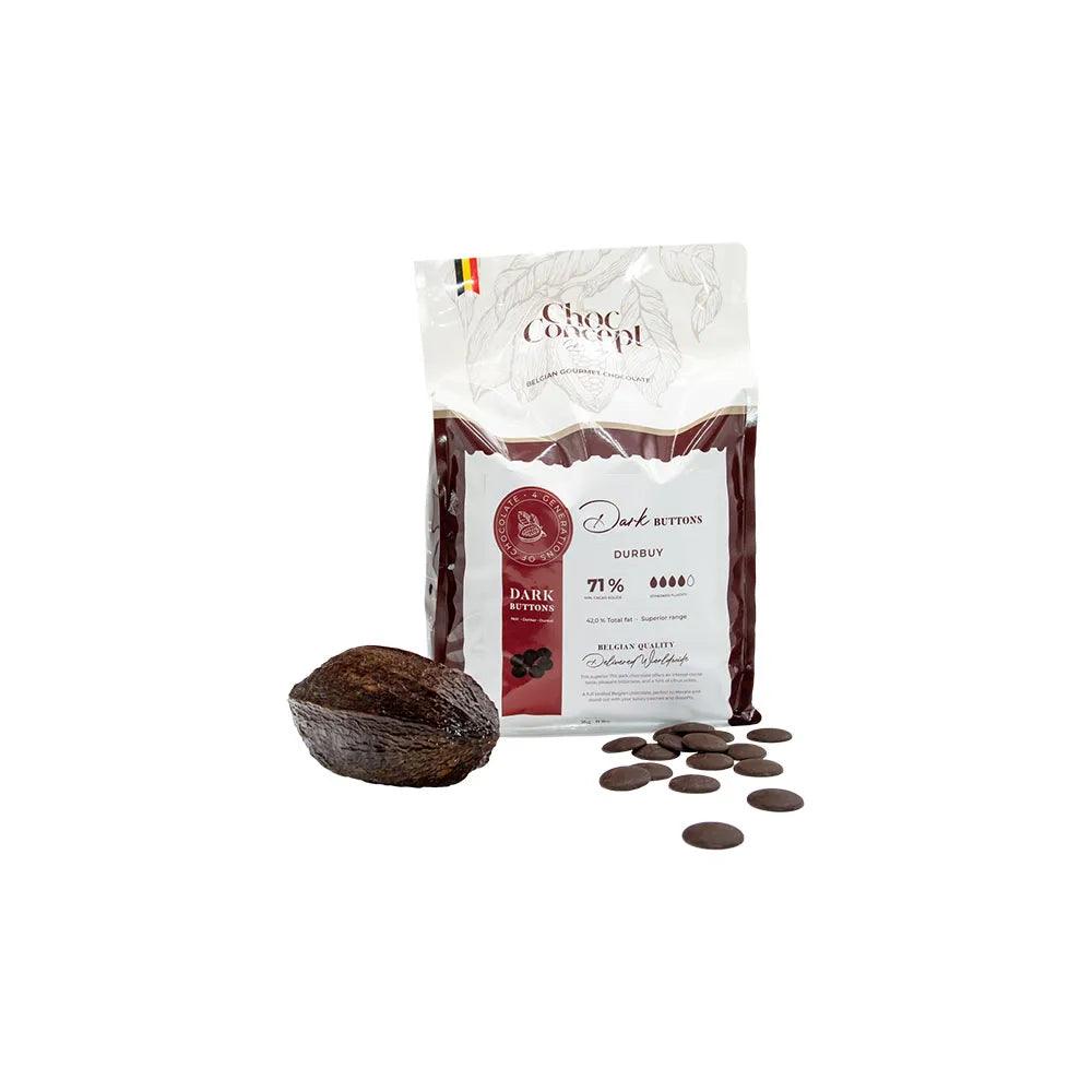 ChocConcept Buttons Dark Durbuy 71% 1 x 10 Kgs   HorecaStore