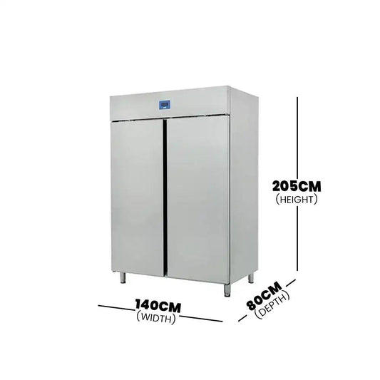 Empero Upright Refrigerator Double Door, L 140 x W 80 x H 205cm, Stainless Steel Finish - HorecaStore