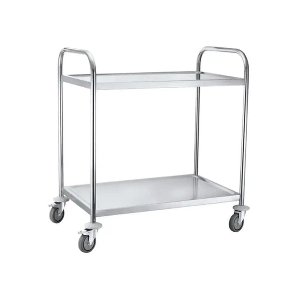 THS 101002 2 Tier Round Tube Service Trolley, 84.5 x 52.5 x 94 cm - HorecaStore