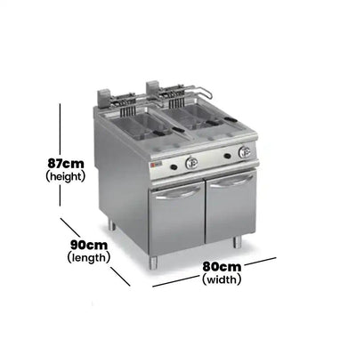 Baron 90FRI/E820 Dual Pan Electric Deep Fryer With 2 Baskets 2 X 20 Liter, Power 36 kW 3 Phase - HorecaStore