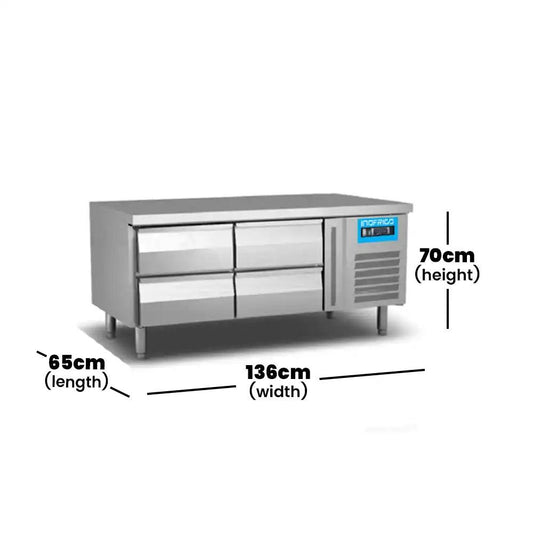 Inofrigo UNGN2140BT Work Top Freezer with Drawer 136 x 70 x 65 cm 200 Liters - HorecaStore