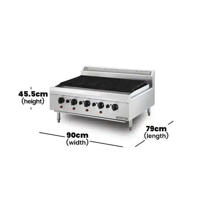 Berjaya CB5B-17 Gas Char Broiler Table Top 5 Burners, Power 21.975 KW - HorecaStore